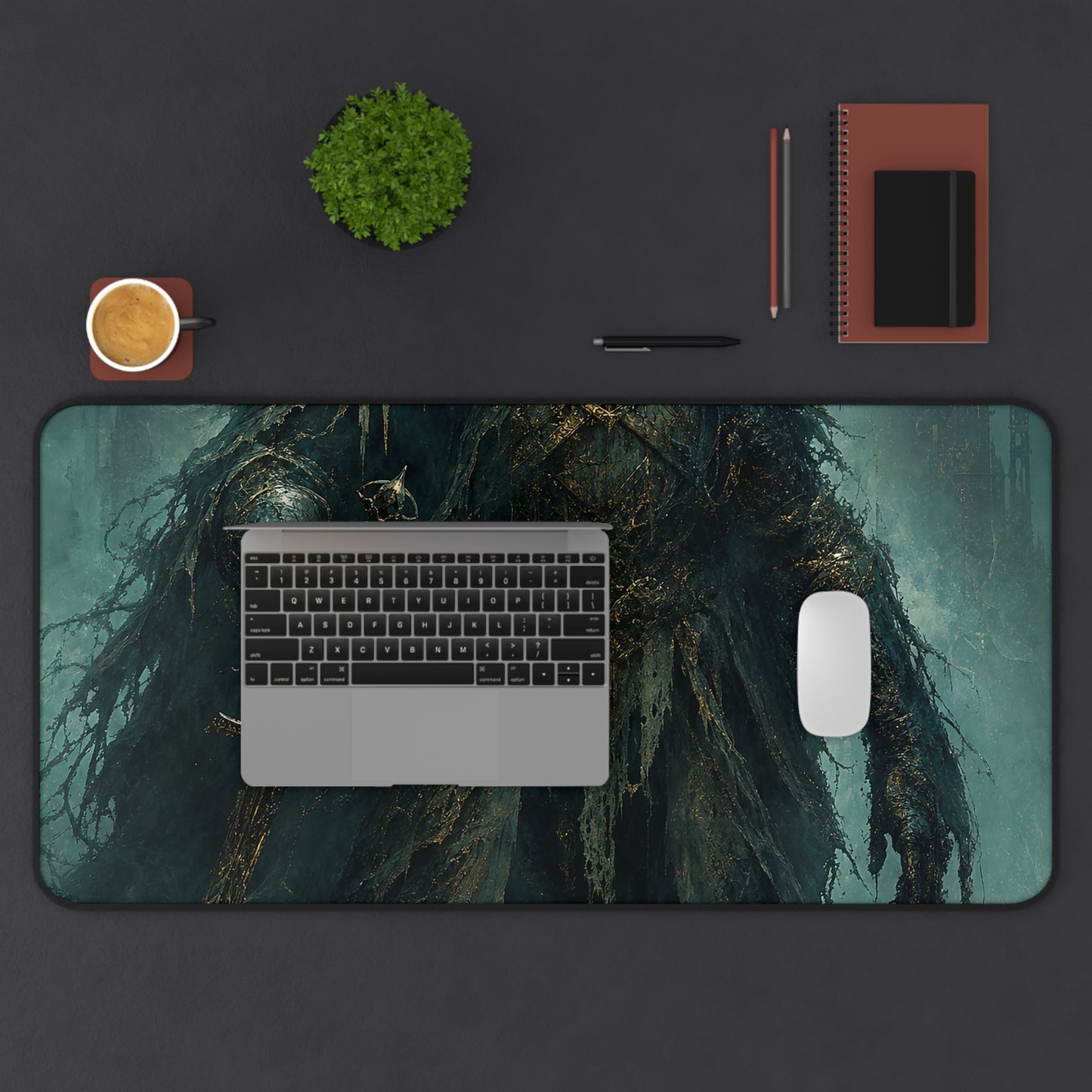 Corrupted Paladin In Decayed Armor - Dark Fantasy Gaming Desk Mat