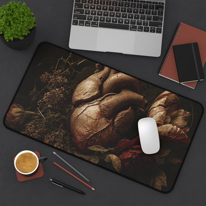 Anatomical Heart With Flowers - Dark Academia Gaming Desk Mat