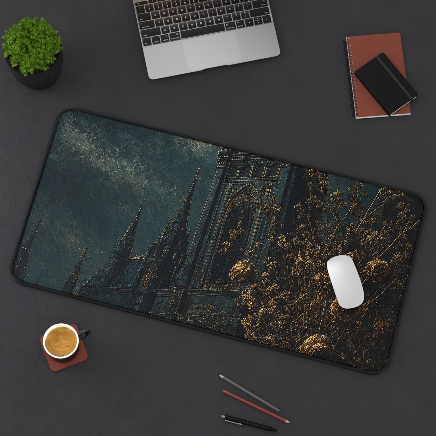Clock Tower At Midnight - Dark Academia Gaming Desk Mat