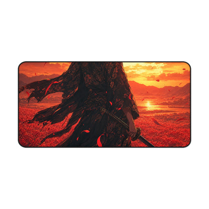 Lone Samurai And Red Spider Lilies - Anime Manga Gaming Desk Mat
