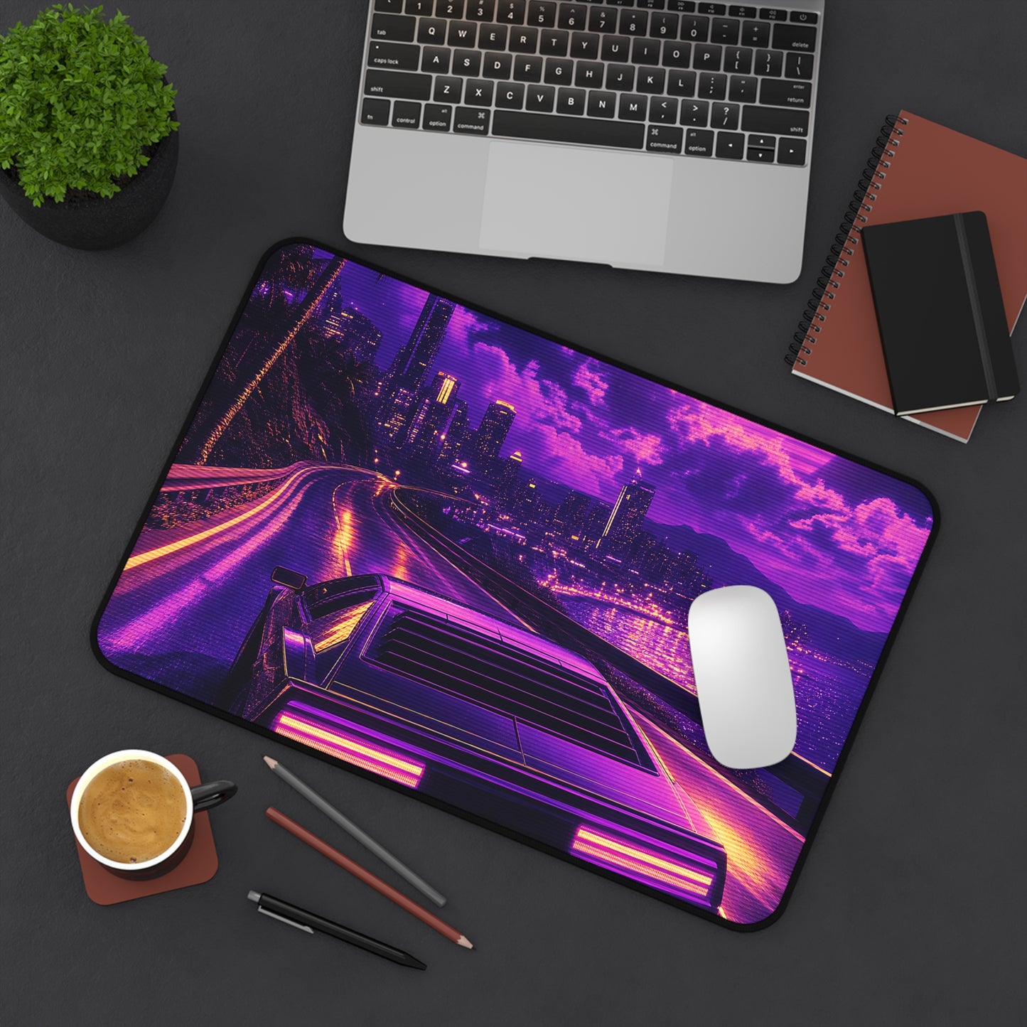 Synthwave Car Driving At Night - Gaming Culture Gaming Desk Mat