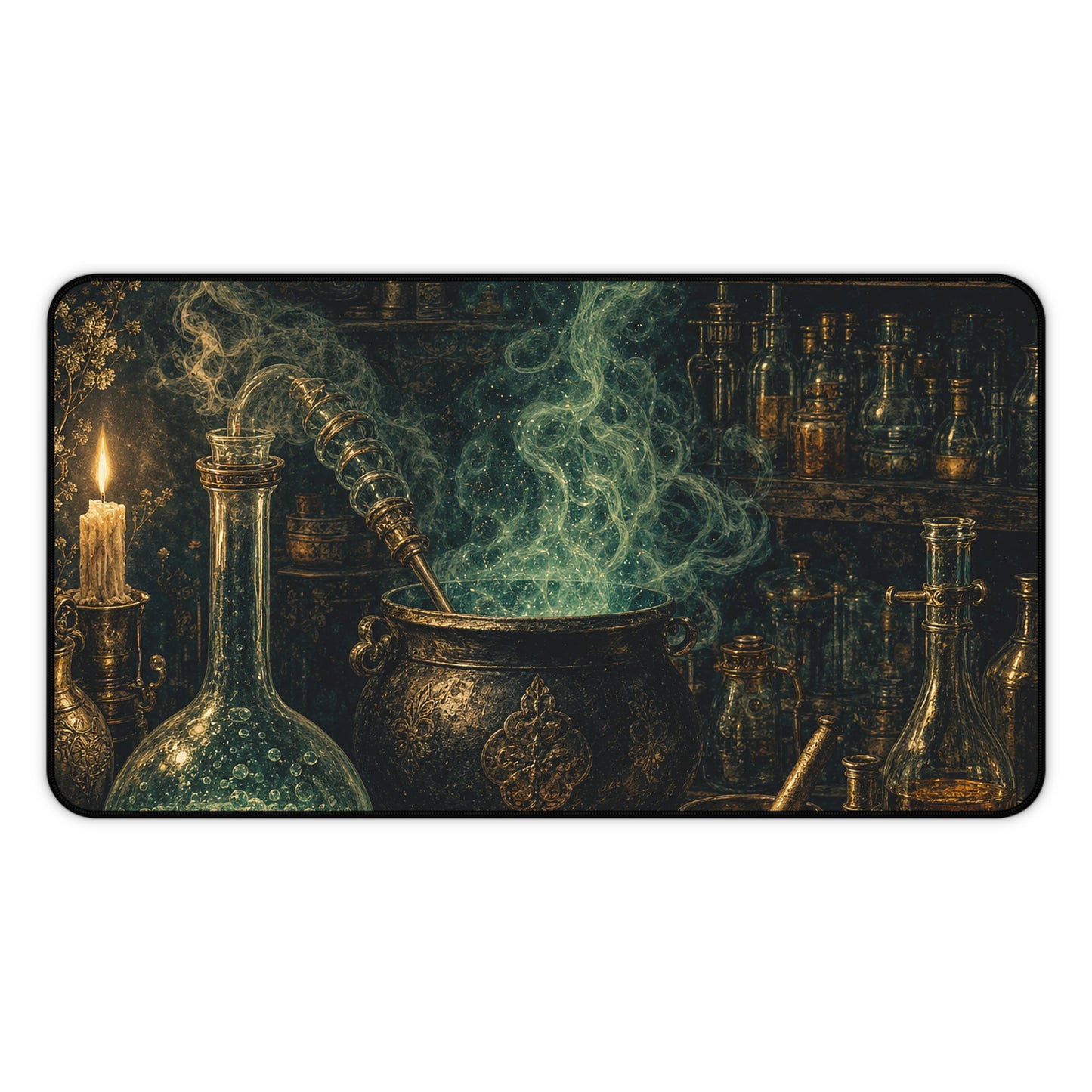 Alchemy Lab With Bubbling Potions - Dark Academia Gaming Desk Mat