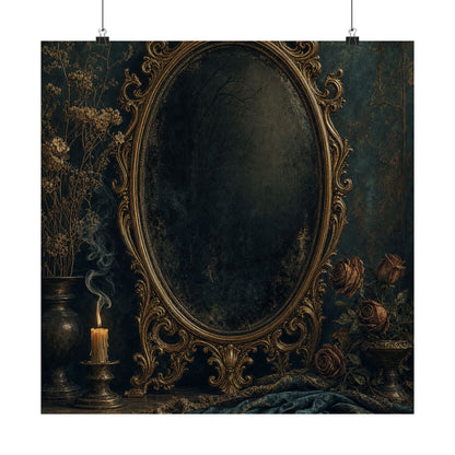 Dark Mirror In Ornate Frame - Dark Academia Art Print (Matte Poster)