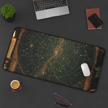 Constellation Map On Aged Parchment - Dark Academia Gaming Desk Mat