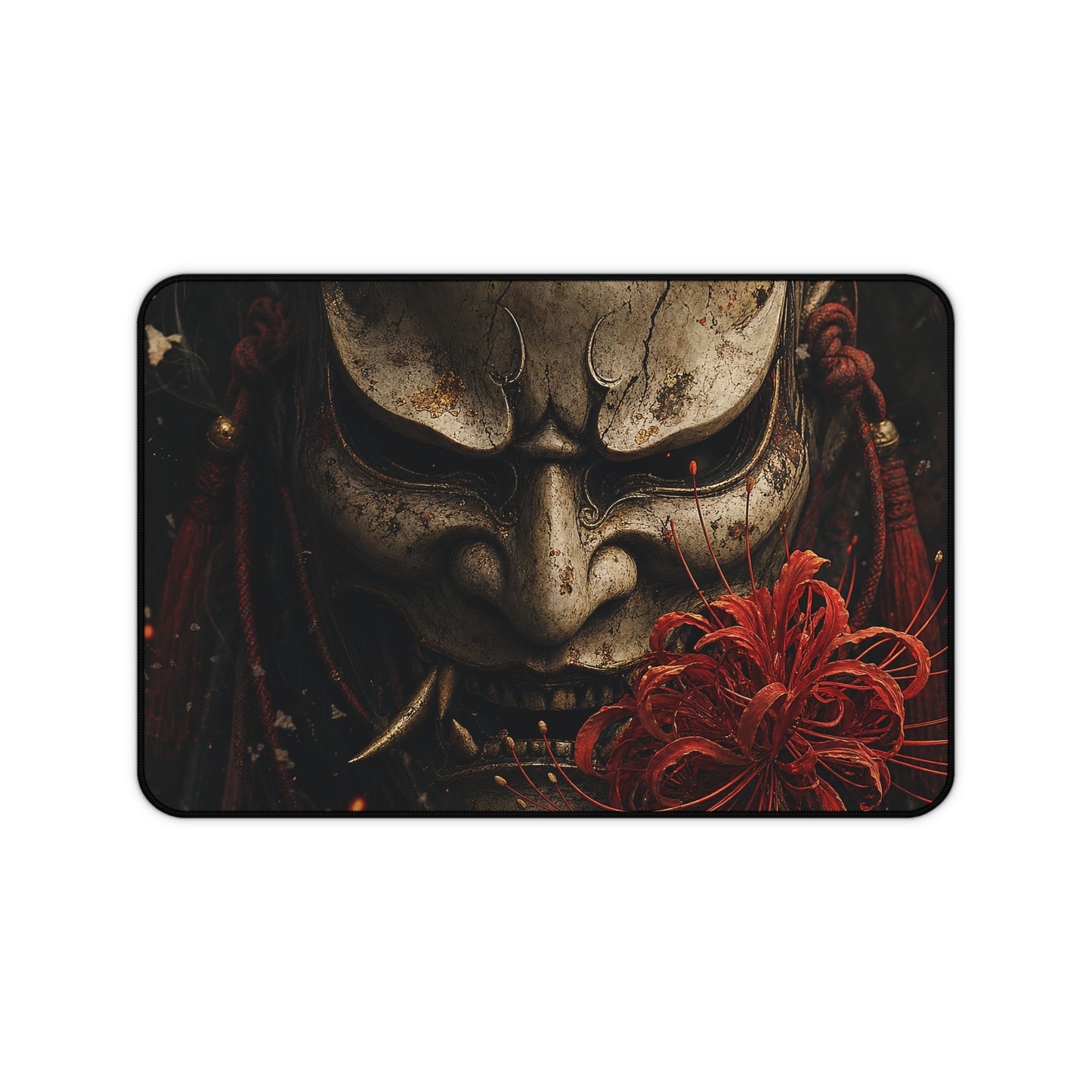 Oni Mask With Red Spider Lily - Sudoni Brand Gaming Desk Mat