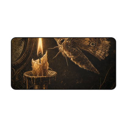 Moth Drawn To Candle Flame - Dark Academia Gaming Desk Mat