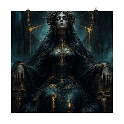 Dark Queen With Crown Of Thorns - Dark Fantasy Art Print (Matte Poster)