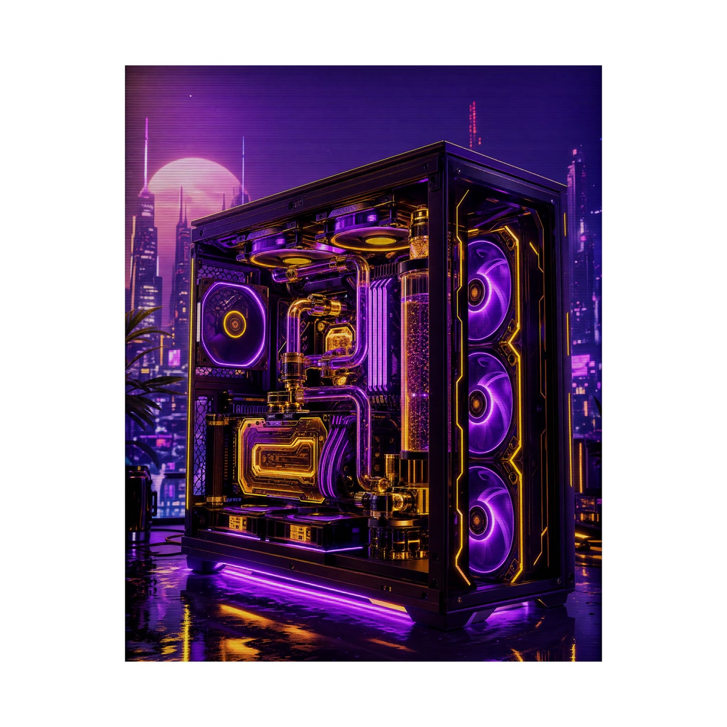 Gaming Pc With Liquid Cooling Glow - Gaming Culture Art Print (Matte Poster)