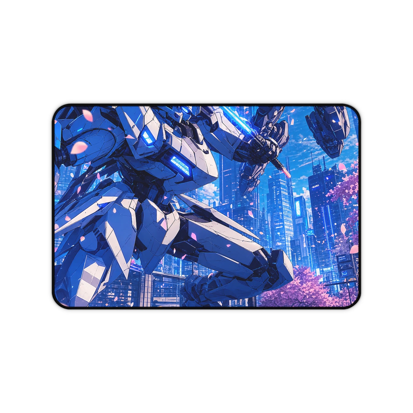 Battle Between Mechs In City - Anime Manga Gaming Desk Mat