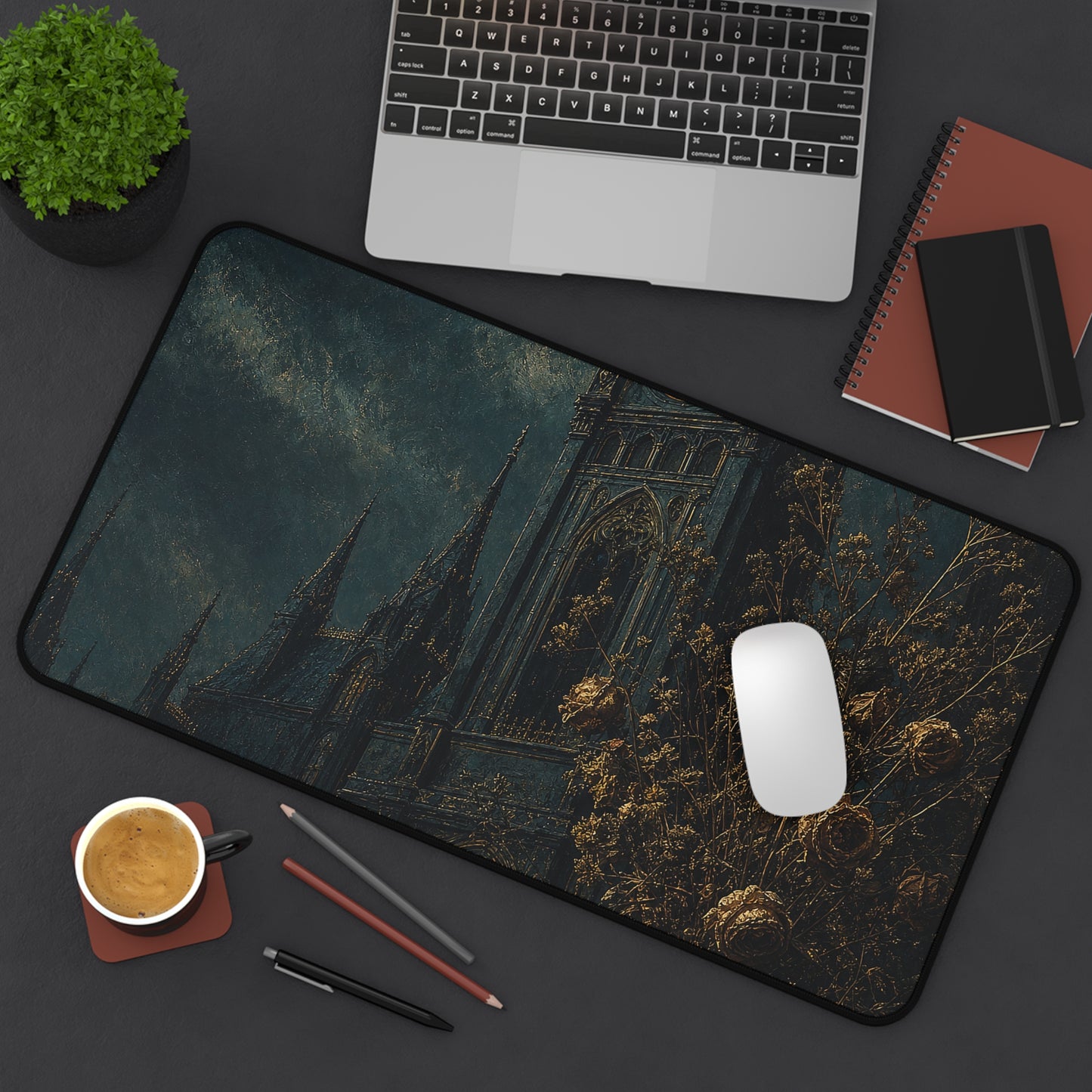Clock Tower At Midnight - Dark Academia Gaming Desk Mat