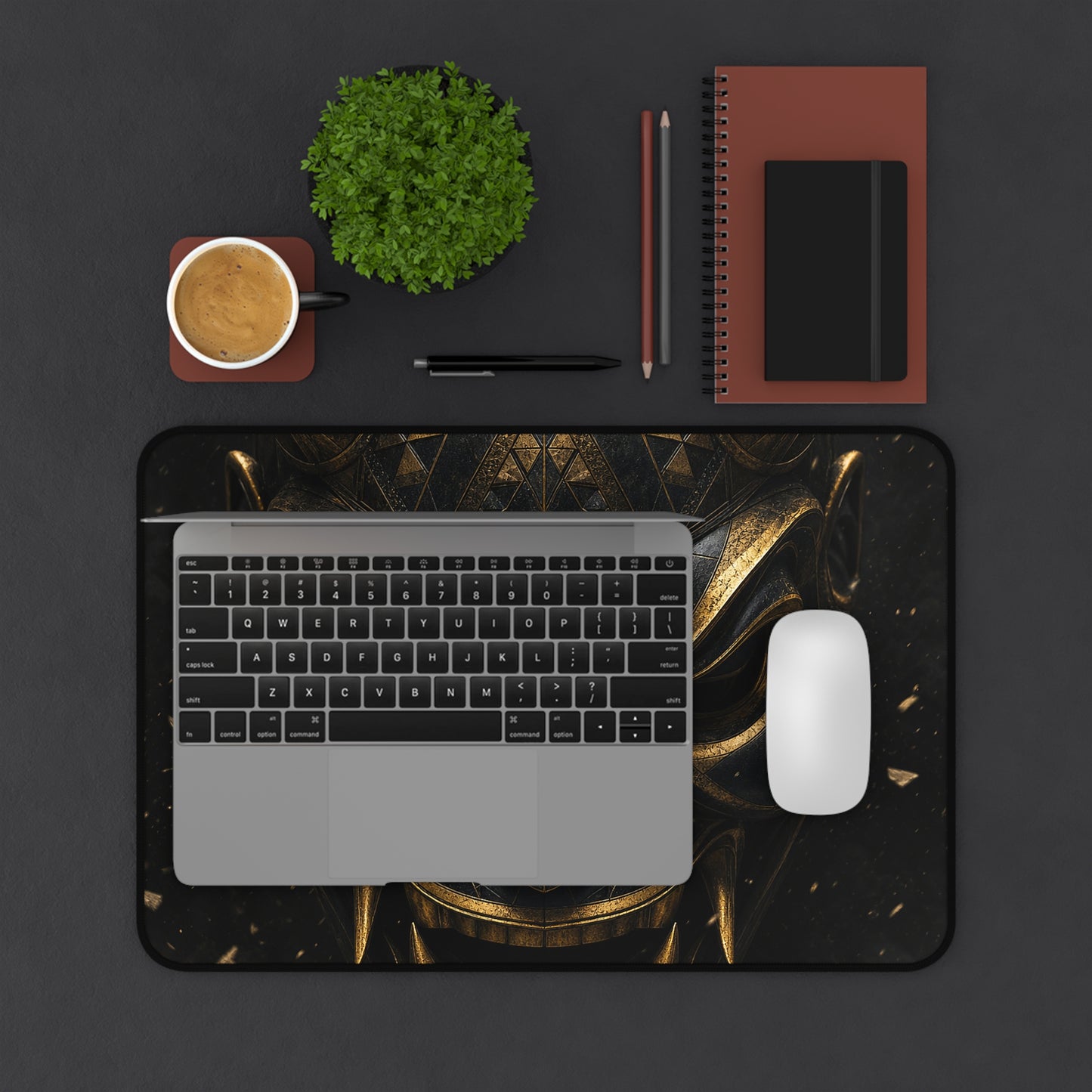 Oni Mask With Geometric Patterns - Sudoni Brand Gaming Desk Mat