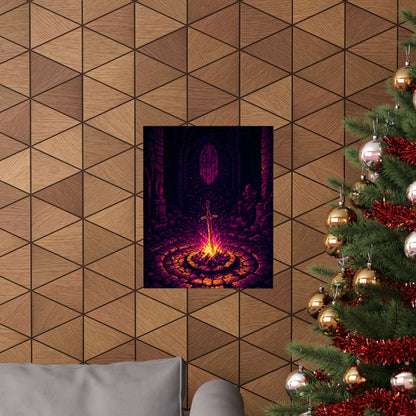 Soulsborne Bonfire In Dark Room - Gaming Culture Art Print (Matte Poster)