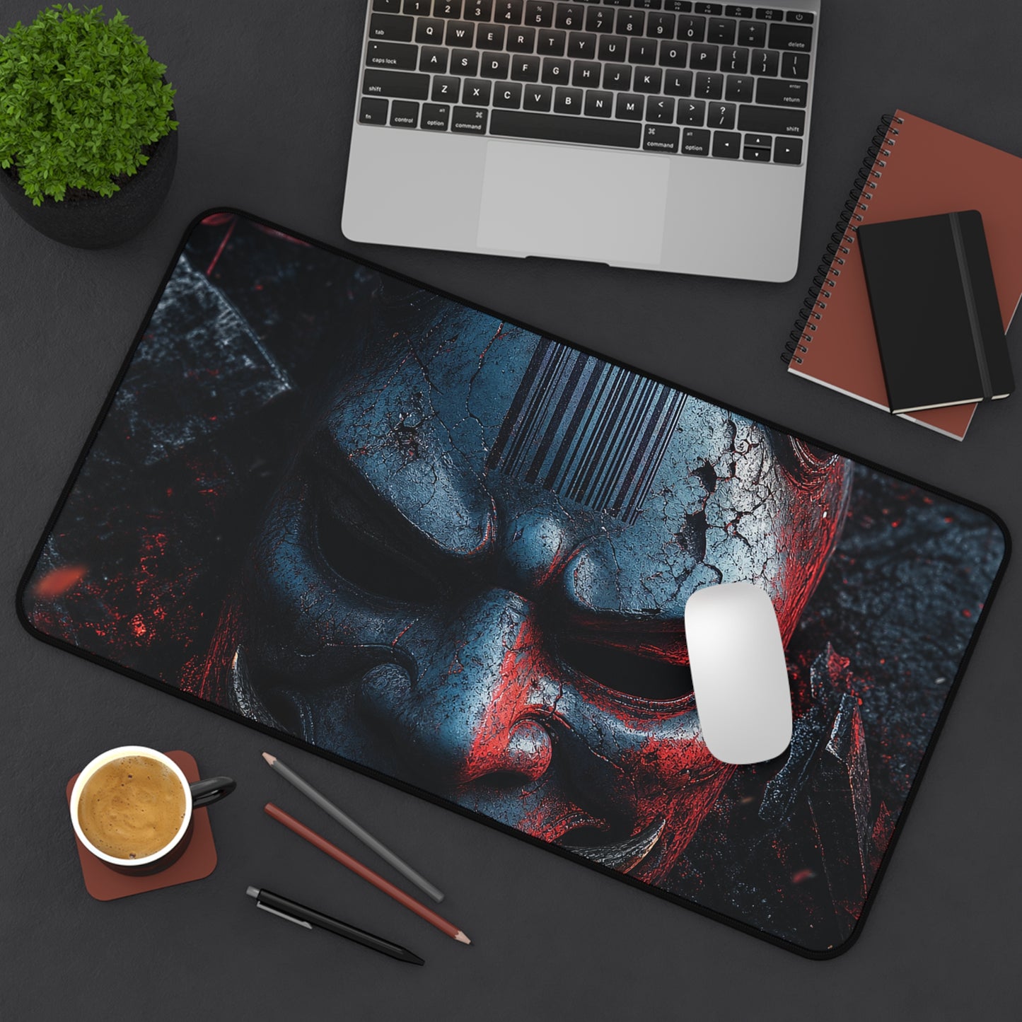 Oni Mask With Barcode - Sudoni Brand Gaming Desk Mat