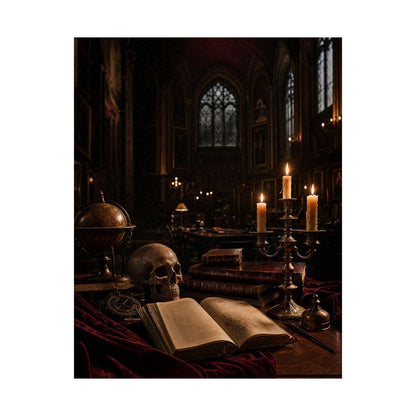 Dark University Hall At Midnight - Dark Academia Art Print (Matte Poster)