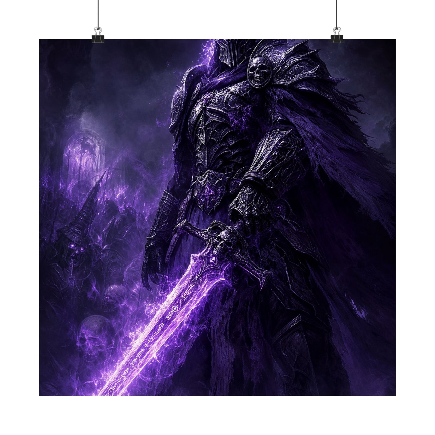 Death Knight With Glowing Sword - Dark Fantasy Art Print (Matte Poster)