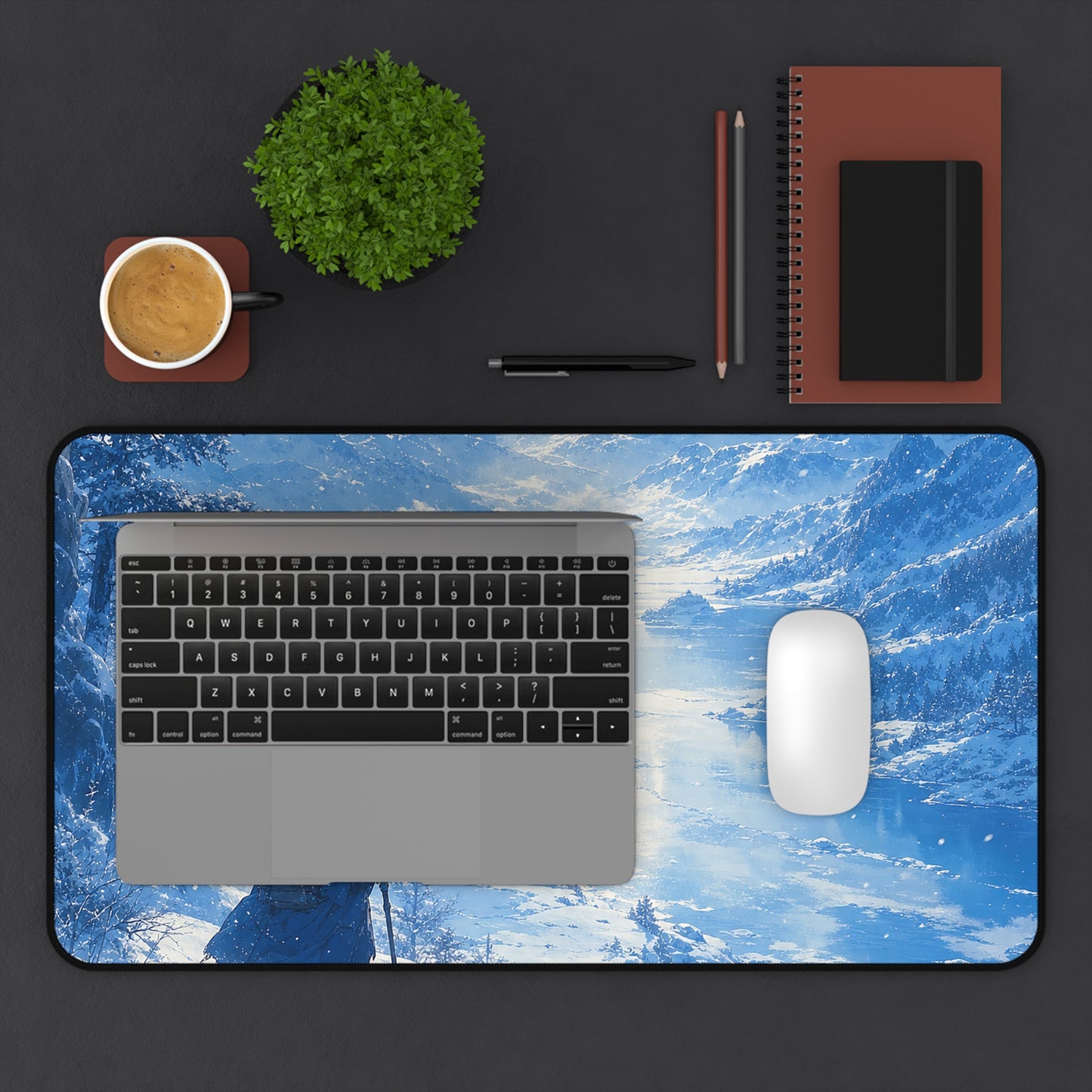 Winter Landscape With Lone Traveler - Anime Manga Gaming Desk Mat