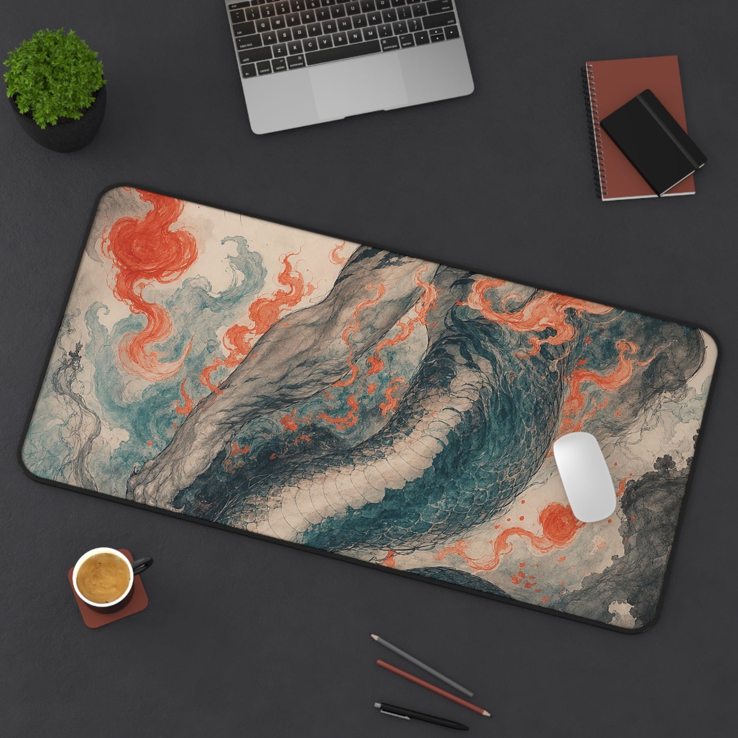 Nue With Tiger Body And Snake Tail - Japanese Mythology Gaming Desk Mat