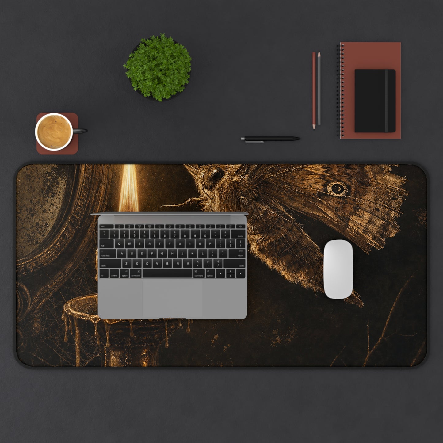 Moth Drawn To Candle Flame - Dark Academia Gaming Desk Mat