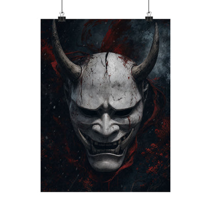 White Oni Mask With Hollow Black Eyes - Sudoni Brand Art Print (Matte Poster)