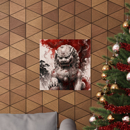 Shishi Lion Dog Guardistatue - Japanese Mythology Art Print (Matte Poster)