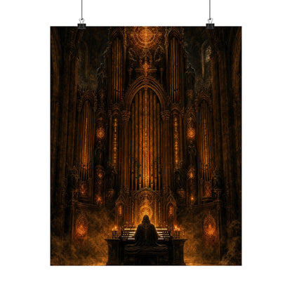 Dark Cathedral Orgplaying - Dark Fantasy Art Print (Matte Poster)