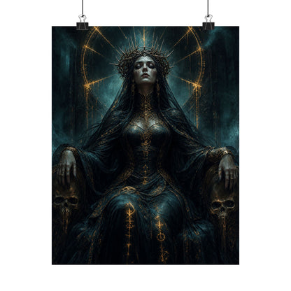 Dark Queen With Crown Of Thorns - Dark Fantasy Art Print (Matte Poster)