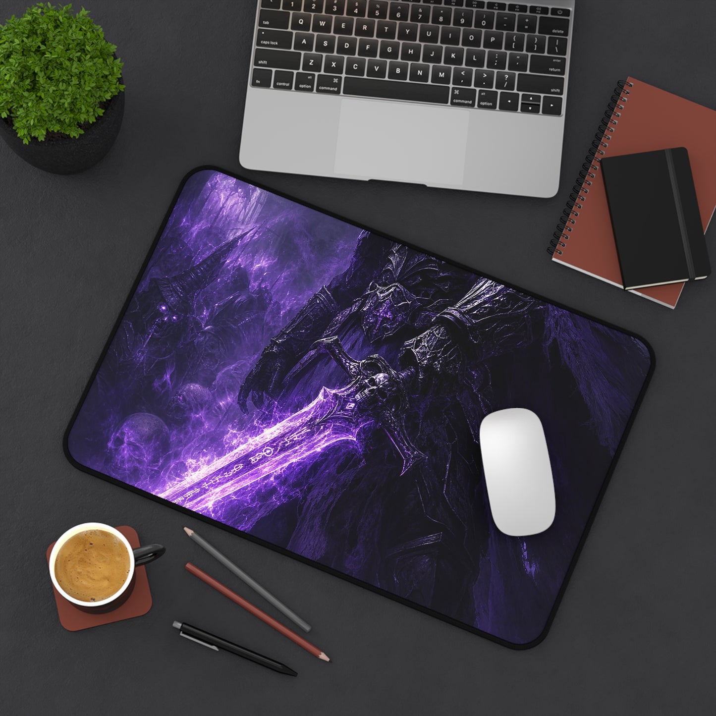 Death Knight With Glowing Sword - Dark Fantasy Gaming Desk Mat