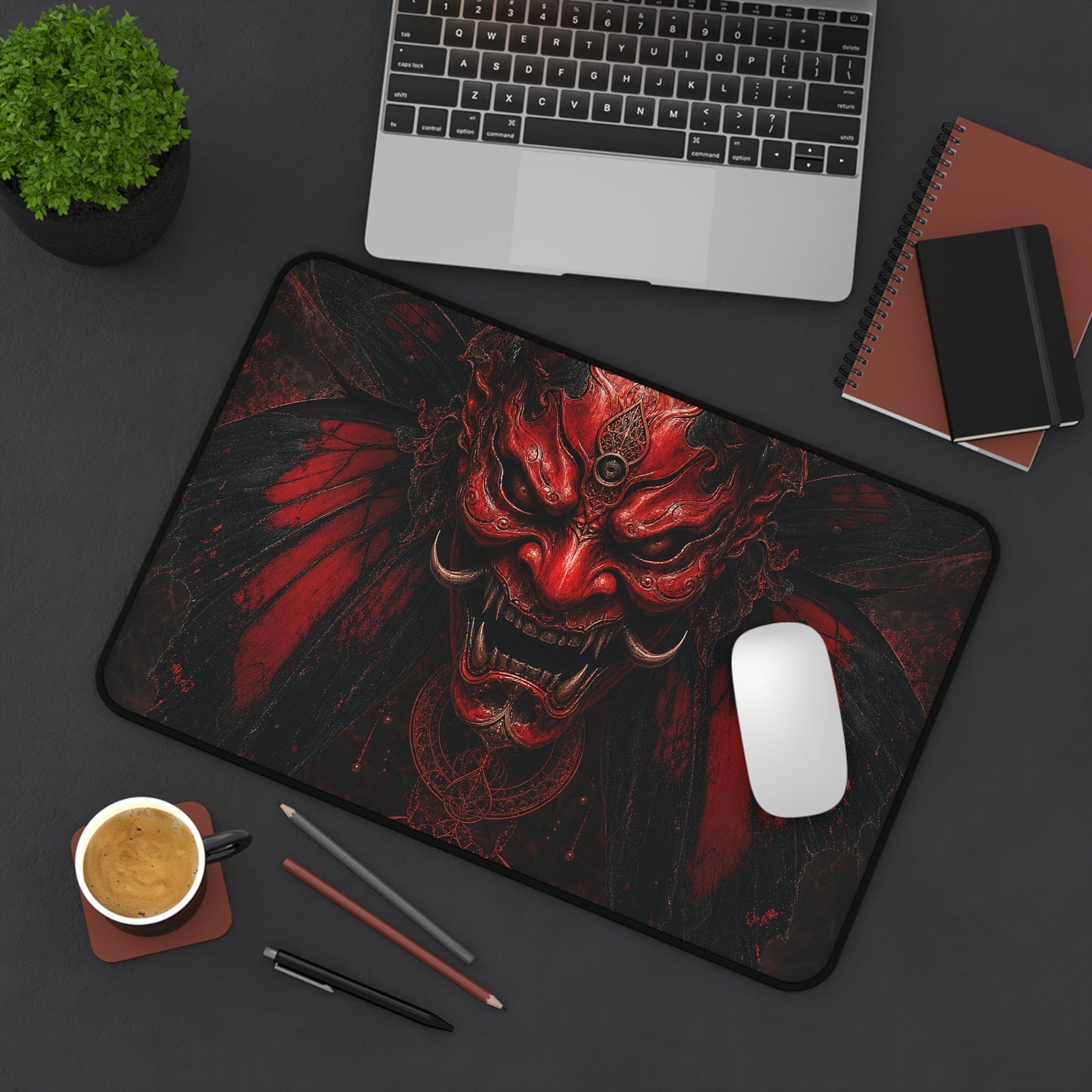 Oni Mask With Butterfly Wings - Sudoni Brand Gaming Desk Mat
