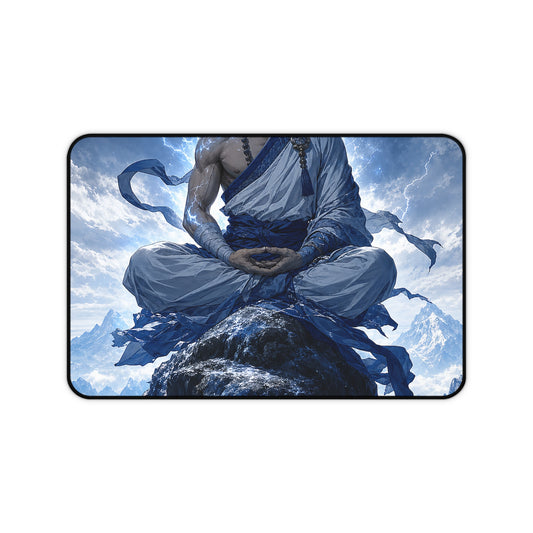 Warrior Monk Meditating On Peak - Anime Manga Gaming Desk Mat