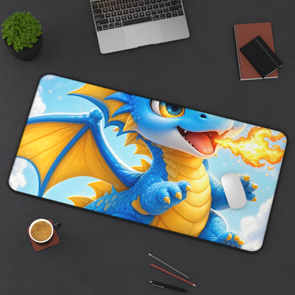 Chibi Dragon Breathing Tiny Fire - Kawaii Gaming Gaming Desk Mat