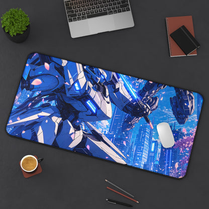 Battle Between Mechs In City - Anime Manga Gaming Desk Mat