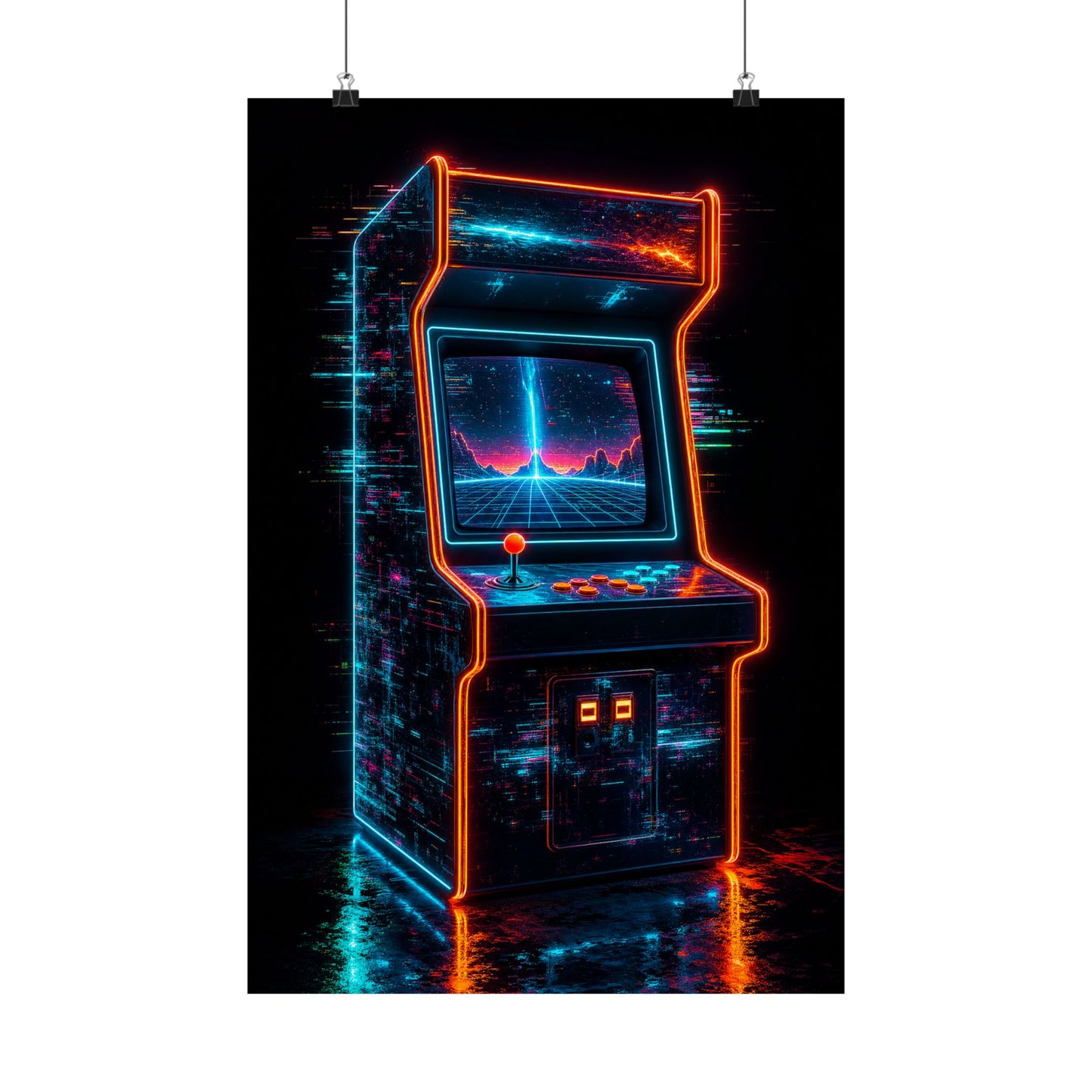 Retro Arcade Cabinet Glowing In The Dark - Gaming Culture Art Print (Matte Poster)
