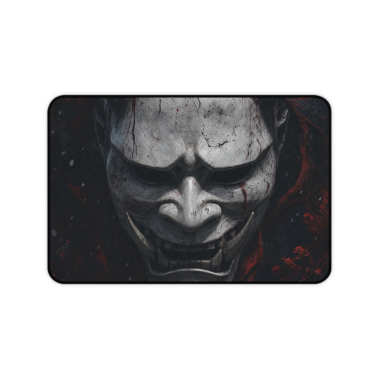 White Oni Mask With Hollow Black Eyes - Sudoni Brand Gaming Desk Mat