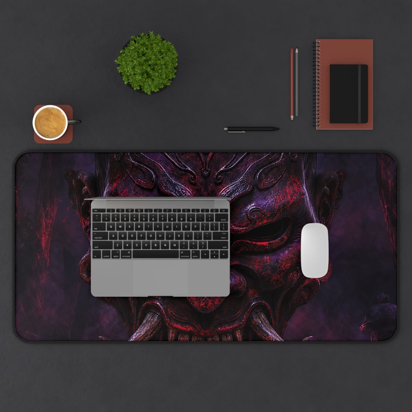 Oni Mask With Dark Forest Behind - Sudoni Brand Gaming Desk Mat