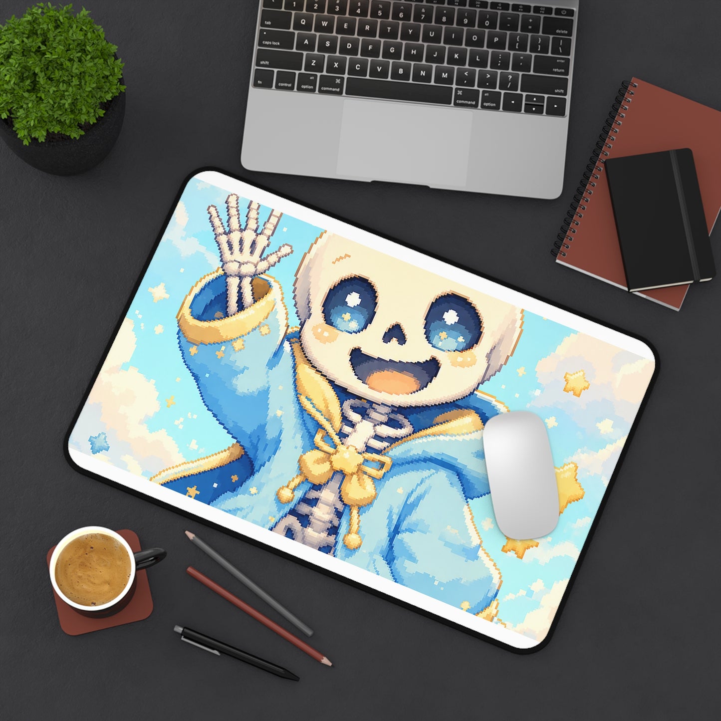 Chibi Skeleton Waving - Kawaii Gaming Gaming Desk Mat