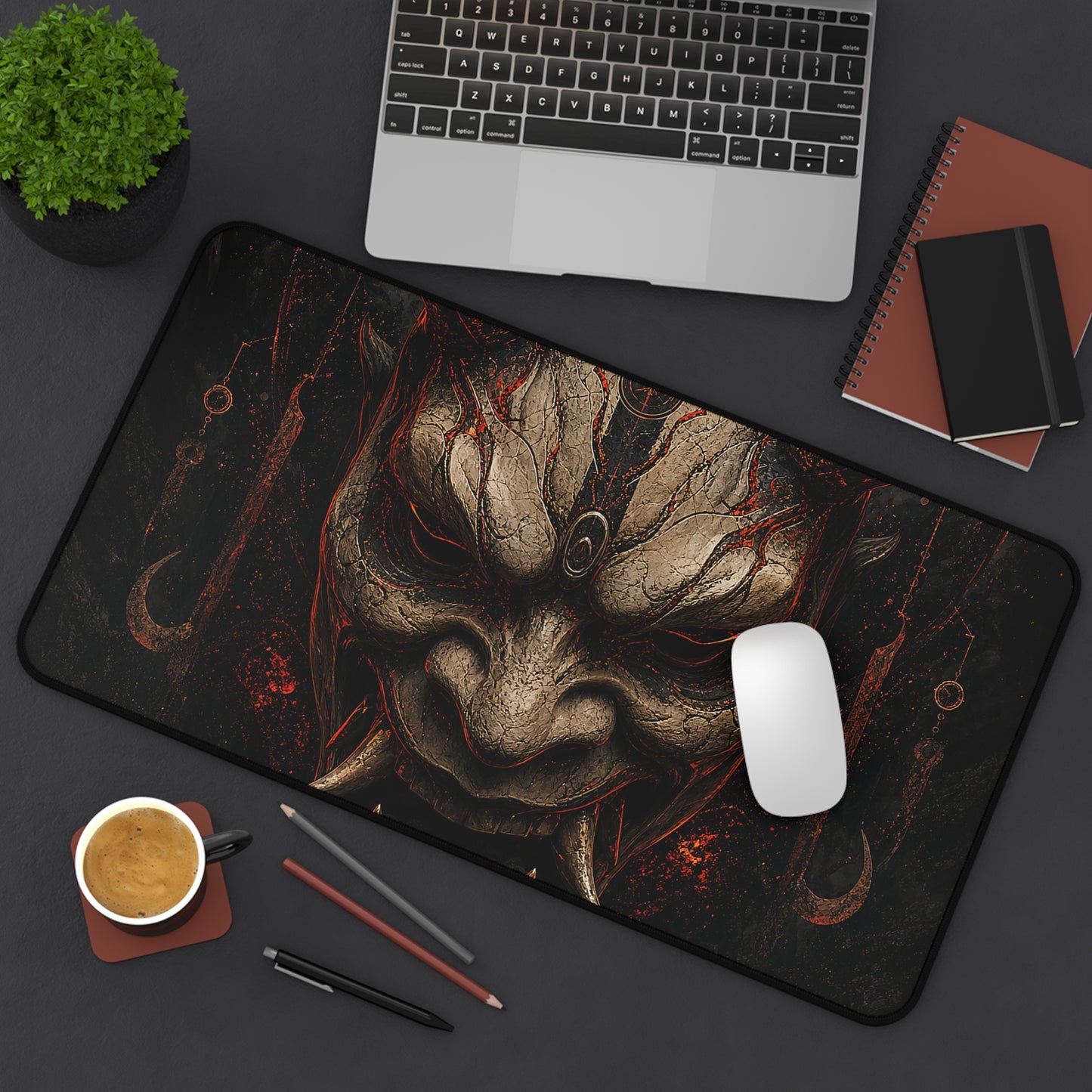 Oni Mask In Digital Void - Sudoni Brand Gaming Desk Mat