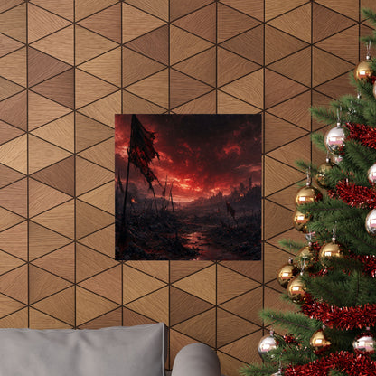 Ravaged Battlefield Under Storm Clouds - Dark Fantasy Art Print (Matte Poster)
