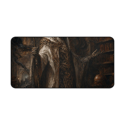 Lich In Underground Library - Dark Fantasy Gaming Desk Mat