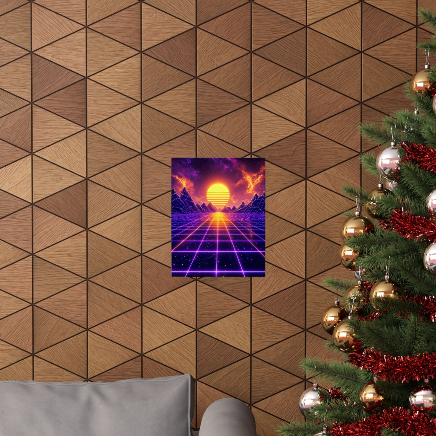 Synthwave Grid Landscape - Gaming Culture Art Print (Matte Poster)