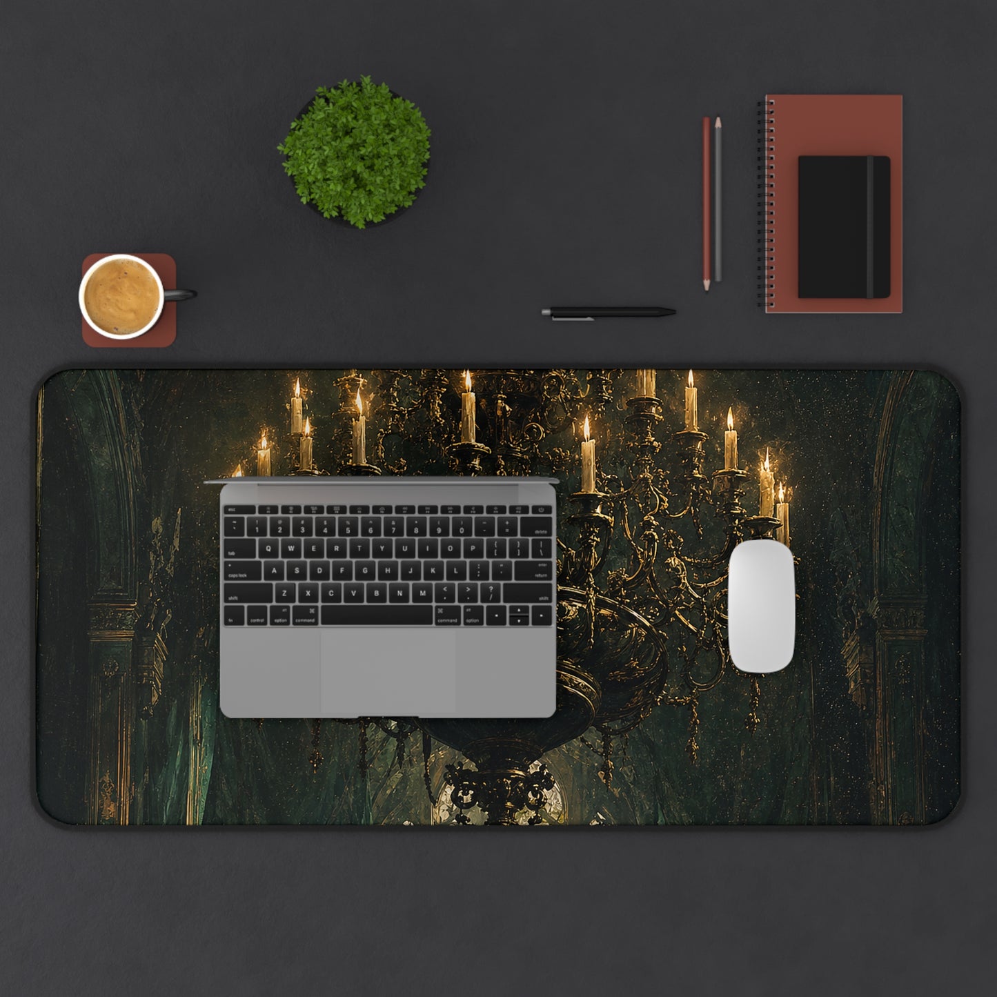Chandelier In Ruined Hall - Dark Academia Gaming Desk Mat