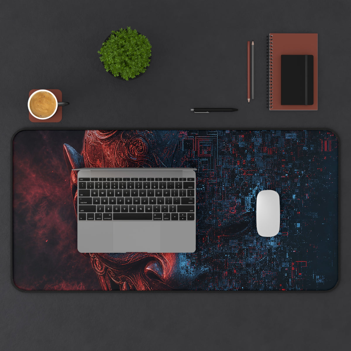 Oni Mask Dissolving Into Code - Sudoni Brand Gaming Desk Mat