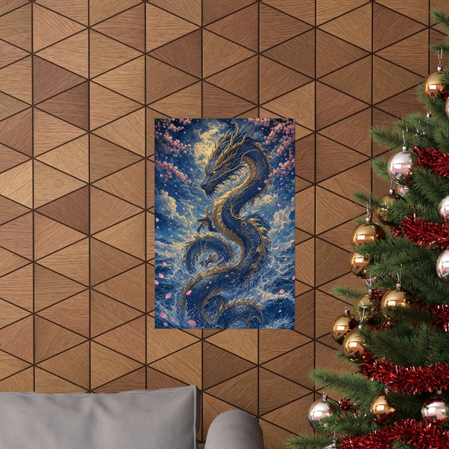 Ryuu Dragon Rising From The Ocean - Japanese Mythology Art Print (Matte Poster)