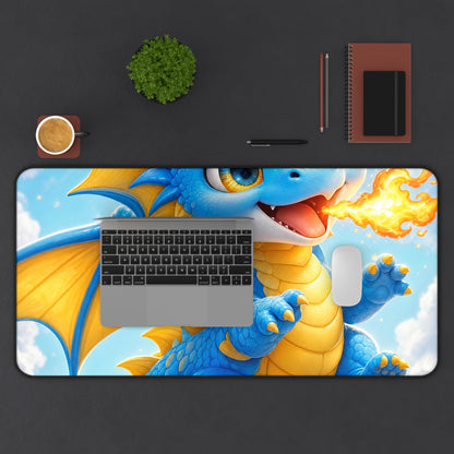 Chibi Dragon Breathing Tiny Fire - Kawaii Gaming Gaming Desk Mat