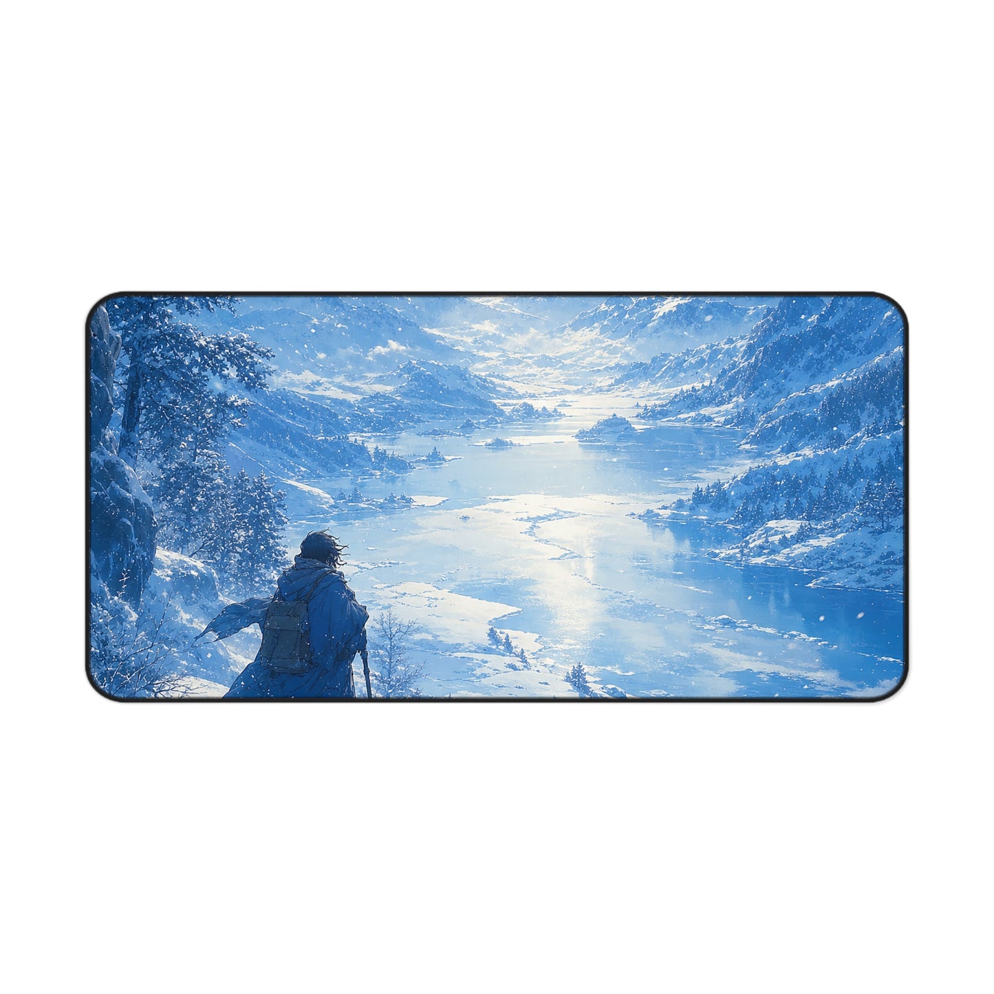 Winter Landscape With Lone Traveler - Anime Manga Gaming Desk Mat