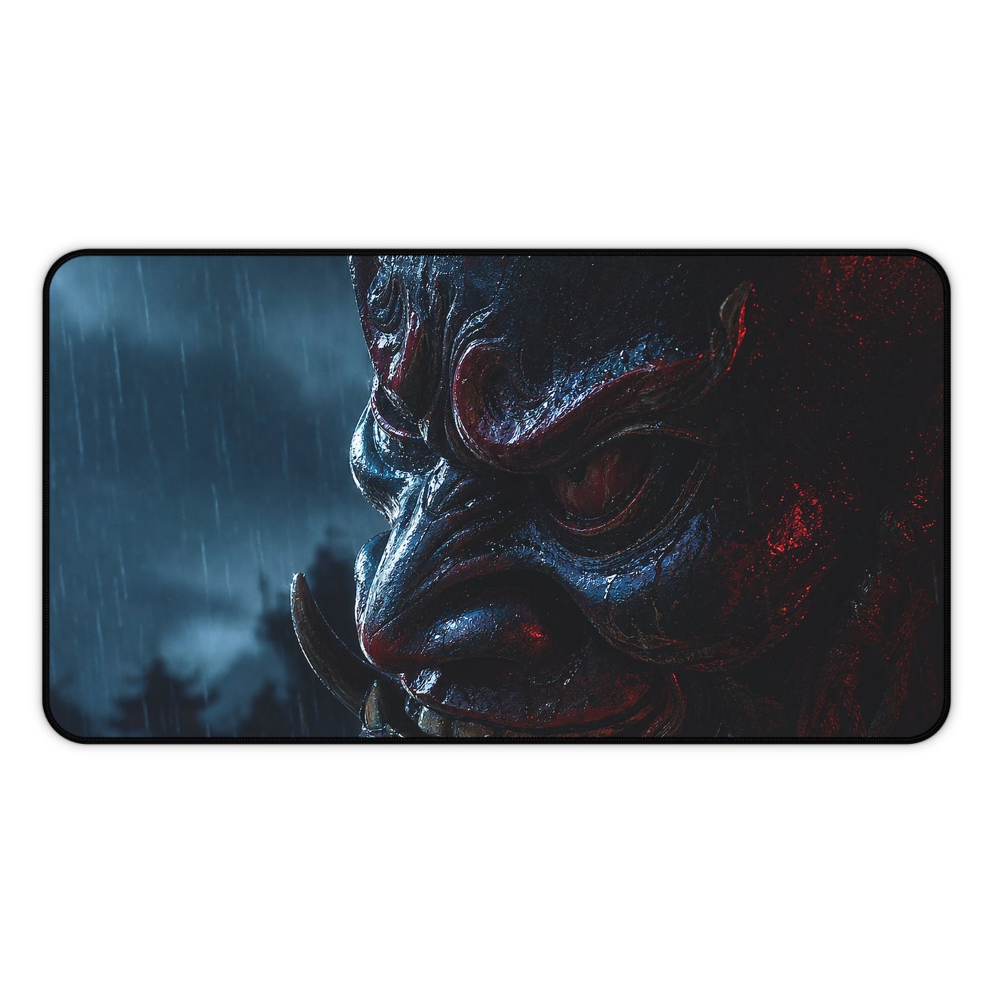 Oni Mask In Rain - Sudoni Brand Gaming Desk Mat