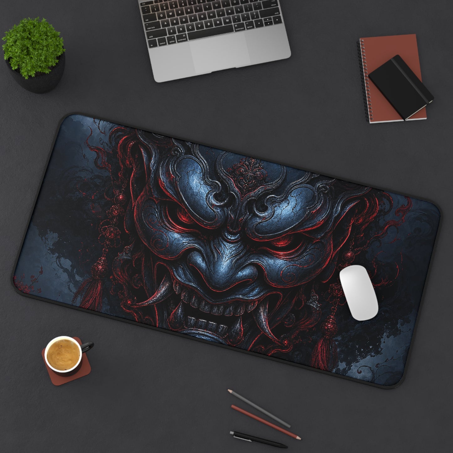 Oni Mask With Black Sun Behind It - Sudoni Brand Gaming Desk Mat