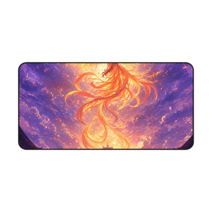 Phoenix Rising Over Temple - Anime Manga Gaming Desk Mat