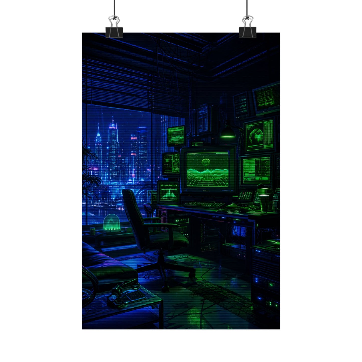 Cyberpunk Hacker Den - Gaming Culture Art Print (Matte Poster)