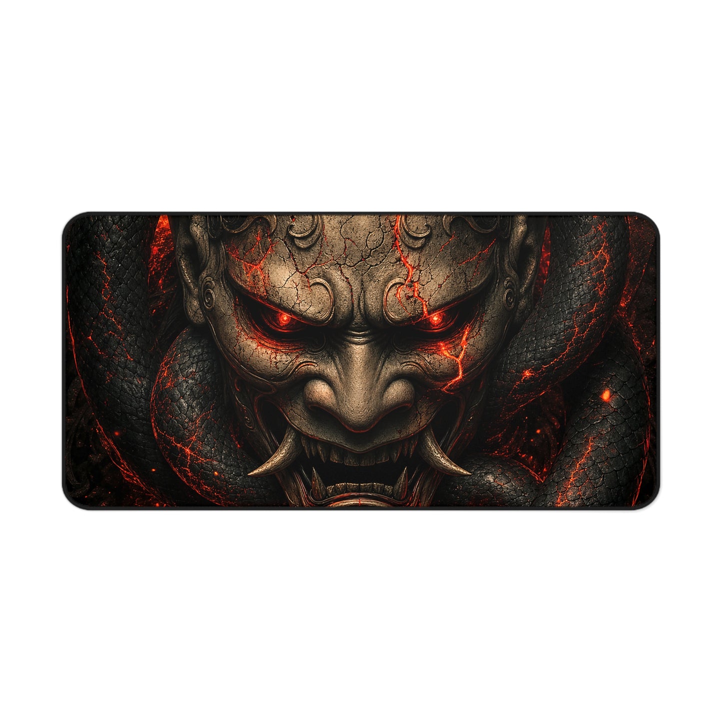 Oni Mask With Snake Coiled Around It - Sudoni Brand Gaming Desk Mat