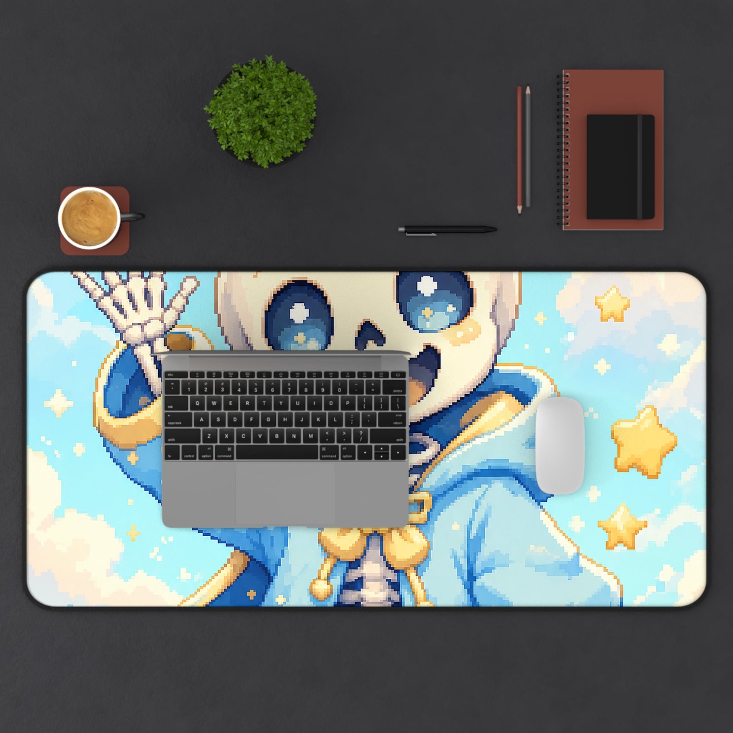 Chibi Skeleton Waving - Kawaii Gaming Gaming Desk Mat